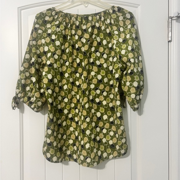 LOFT Olive and Black Patterned Blouse - Picture 4 of 5